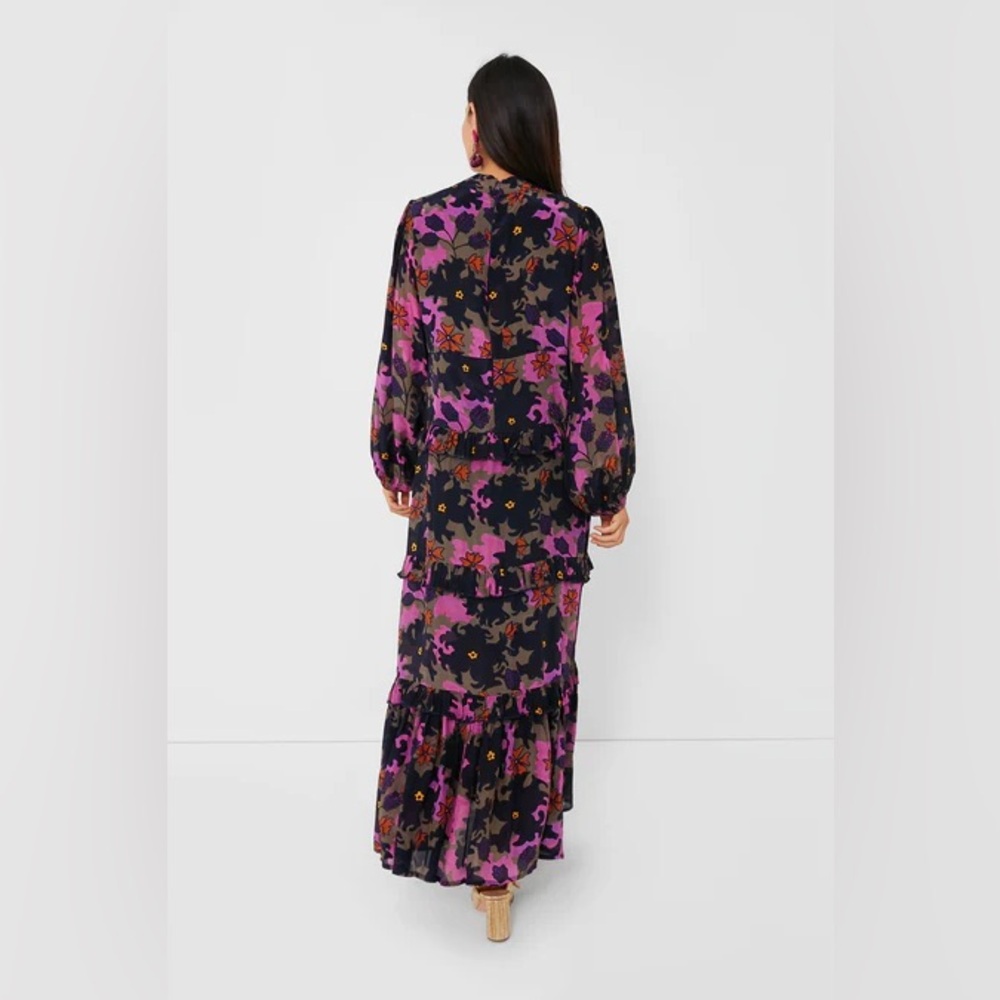 OLIPHANT - Exclusive Suzani Navy Mock Neck Dress - Picture 4 of 6